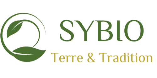 feuille verte en forme de planete, slogan terre & tradition
